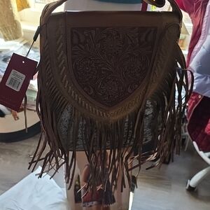 Fringed Brown Leather Bag